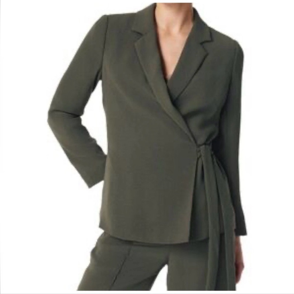 NWT SPANX Crepe Wrap Blazer in Olive Green Sz Large MSRP: $248